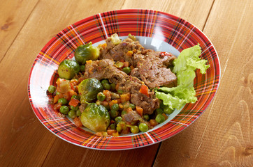 vegetables with spices and mincemeat