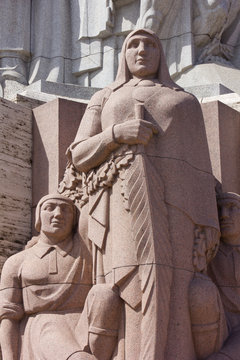 Close-up on Freedom Monument in Riga