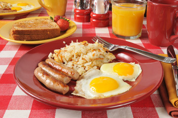 Sausage, eggs and hash browns
