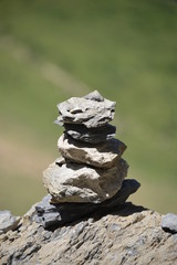 Stone signs in French mountains