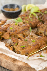 Mutton Chaap - Fried battered lamb cutlets and chaat masala