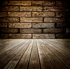 wood floor and brick wall f