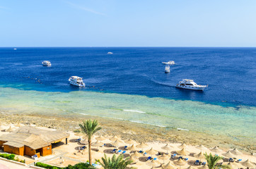 The hotel is on the shore of the Red Sea