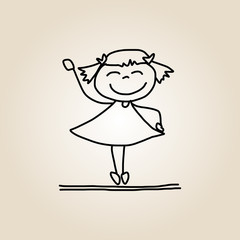 hand drawing cartoon happy kids