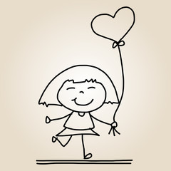 hand drawing cartoon happy kids