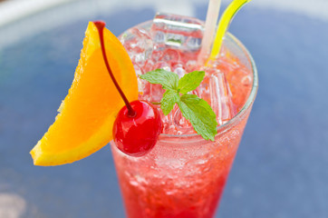 red tropical cocktail.