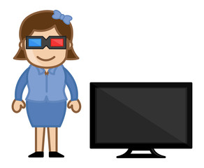 3D TV - Business Cartoons Vectors