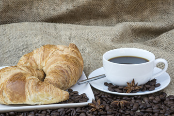 Coffee and pastries continental breakfast buffet table setting