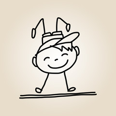 hand drawing cartoon happy kids