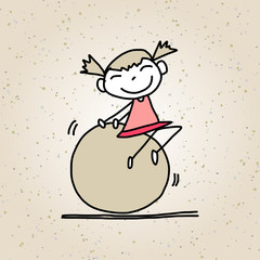 hand drawing cartoon happy kids