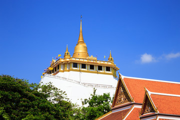 Golden mountain, an ancient pagoda at Wat Saket temple in Bangko