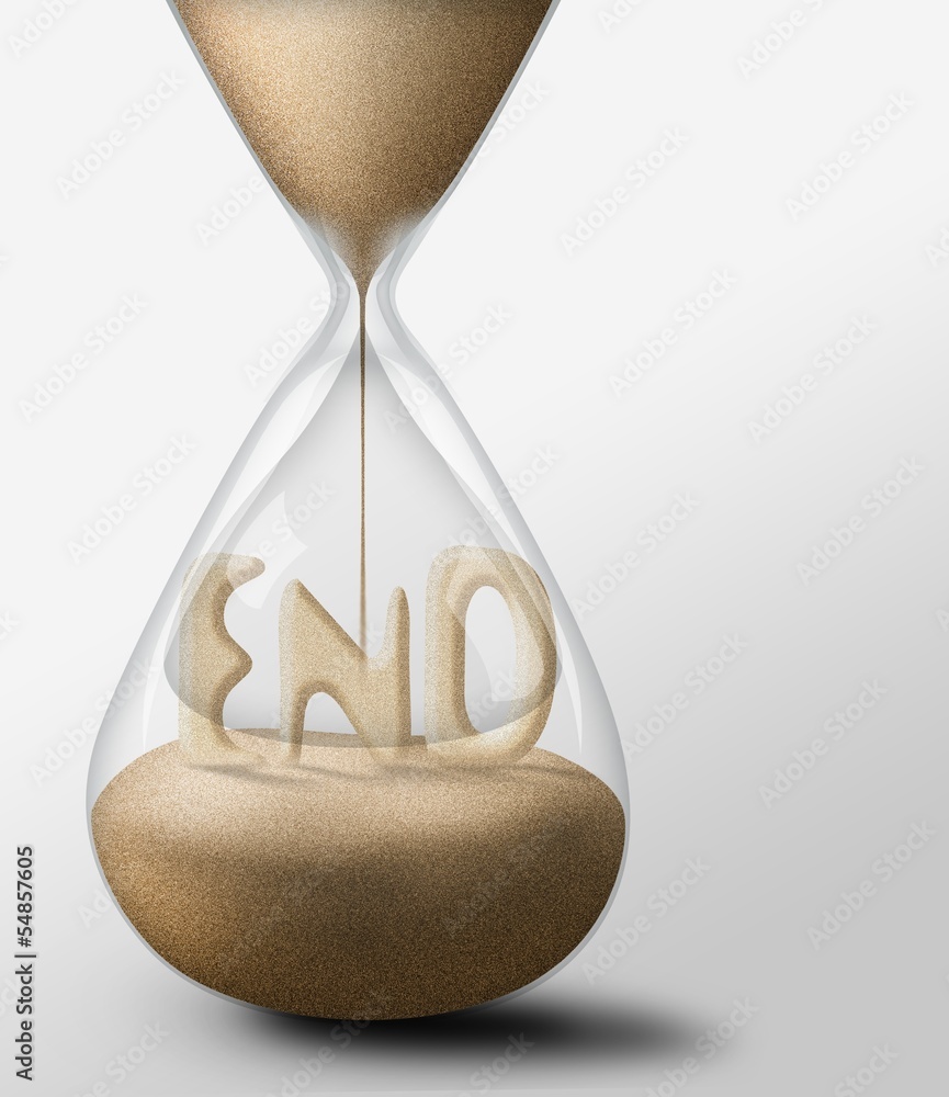 Wall mural hourglass with end. concept of expectations and passing time