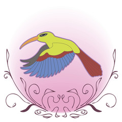a vivid illustration of a flying hummingbird