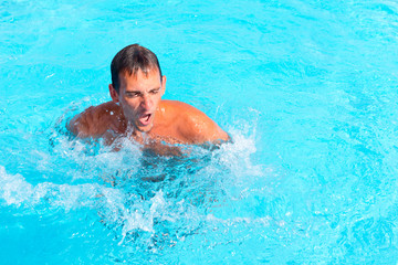 Young man in pool
