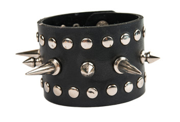 Rock style  braided leather and metal bracelet
