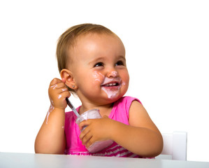 girl eating yogurt