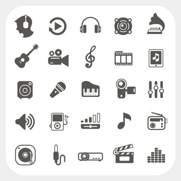 Music icons set on white background