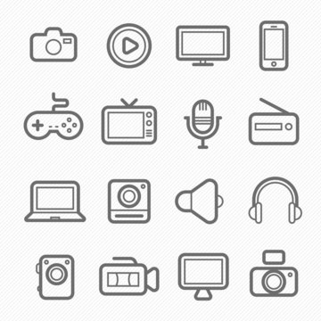 device and multimedia symbol line icon