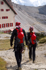 Bergsteiger in den Dolomiten - Alpen