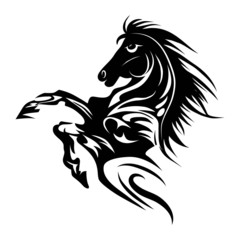 Horse tattoo symbol for design isolated emblem or logo template.