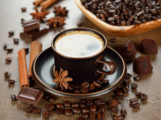 Coffee, chocolate and spices