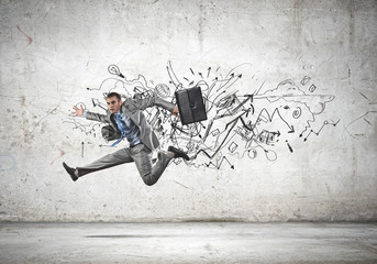 Jumping businessman