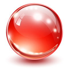 3D glass sphere red.