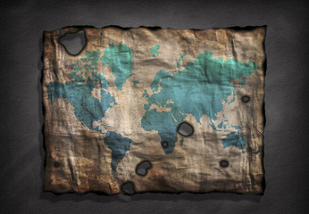 World Map on old distressed Paper