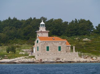 Fototapeta na wymiar The Sucuraj lighthouse on the east point of the island Hvar