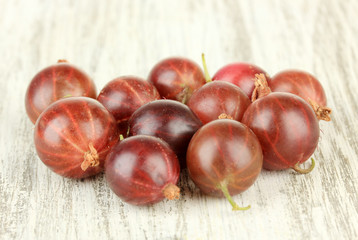 Fresh gooseberries on table close-up