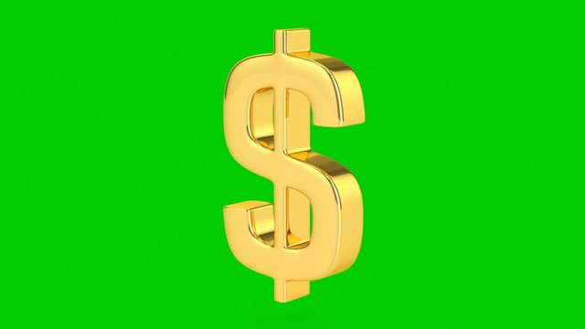 Golden Dollar Sign - Isolated