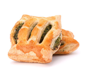 Puff pastry bun isolated on white background.