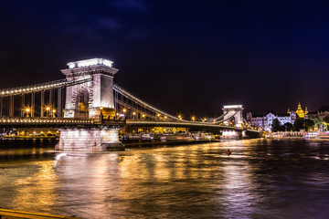 Panorama of Budapest, Hungary, with the Chain Bridge and the Par