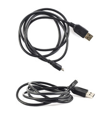 Coiled USB cable isolated