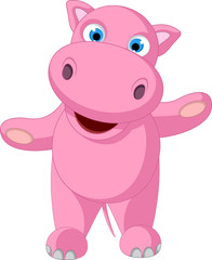 cute baby hippo cartoon standing