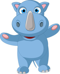 cute baby rhino cartoon posing