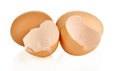 Brown eggs isolated on white