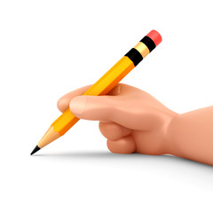 3d render of a hand holding a pencil