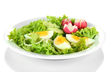 Fresh mixed salad with eggs, salad leaves and other vegetables,