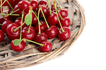 Ripe cherry isolated on white