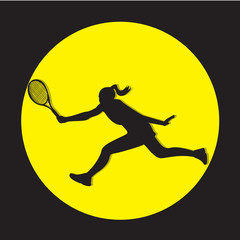 Fototapeta na wymiar Tennis Girl Silhouette Illustration