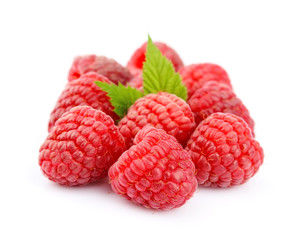 Sweet raspberry with leafs