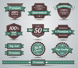 Vector set of retro vintage labels and icons