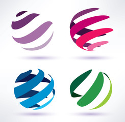 set of 3d  abstract globe icons - 54872203