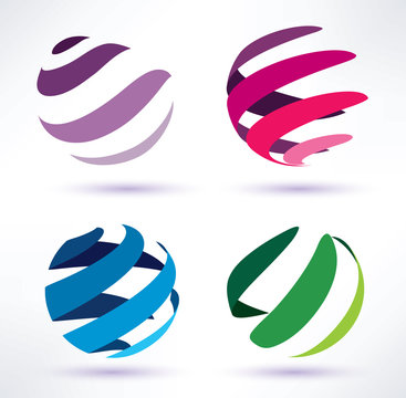 set of 3d  abstract globe icons