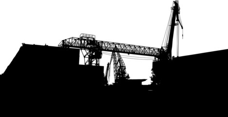 Vector of silhouettes of port constructions