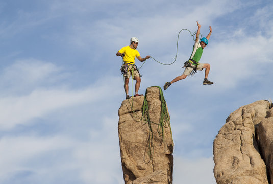 Successful climbing team.
