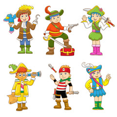 set of pirate child cartoon
