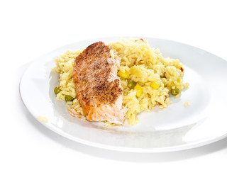 Fillet of salmon with rice