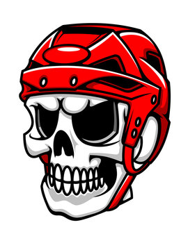 Skull in hockey helmet